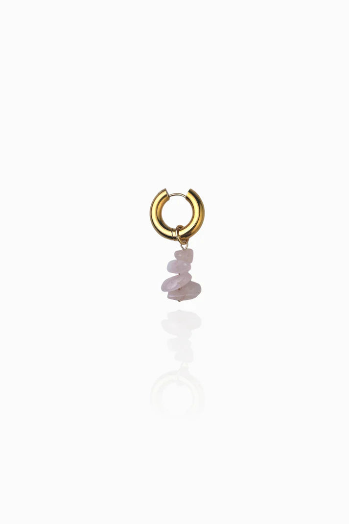 Pendentif "Baguette en miettes de quartz rose"